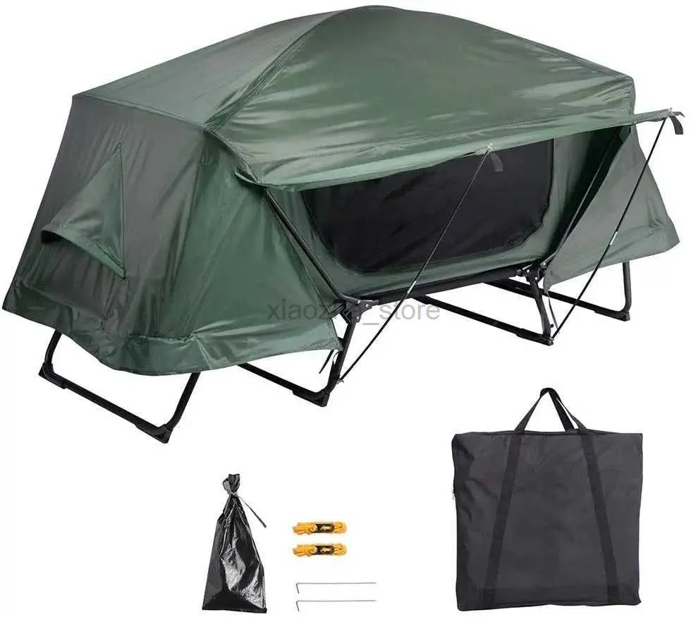 Tentes et abris simple 1 personne dormant hors sol tente de camping lit pliant double couche tissu de qualité militaire 240322