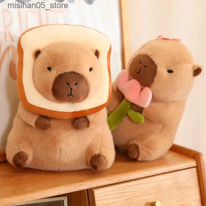 Bonecos de pelúcia Kawaii Capivara Brinquedo de pelúcia Capivara fofa se transforma em dinossauro coelho boneca de enchimento macio desenho animado animal travesseiro presente para crianças e meninas Q240322