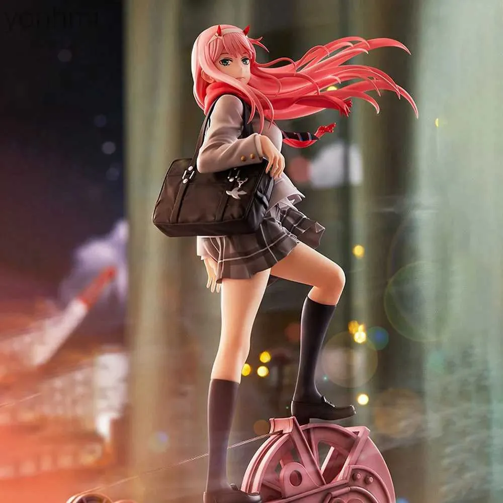 Action Toy Figures 23cm DARLING In The FRANXX 02 Anime Girl Figure School Uniform Zero Two Sexy Action Figure Adult Colletible Model Doll Toys Gift 240322