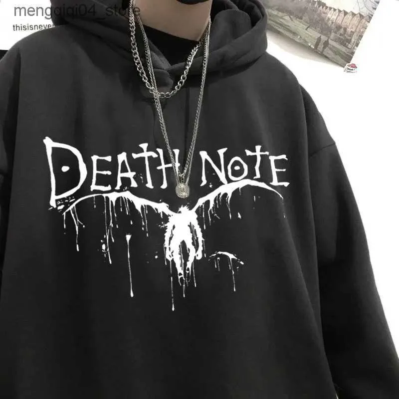 Felpe con cappuccio da uomo Felpe Anime giapponesi Death Note Felpa con cappuccio da uomo Felpa in pile Sudadera Ryuk Shinigami Con cappuccio Harajuku Kawaii Sportswear Manga Q240322