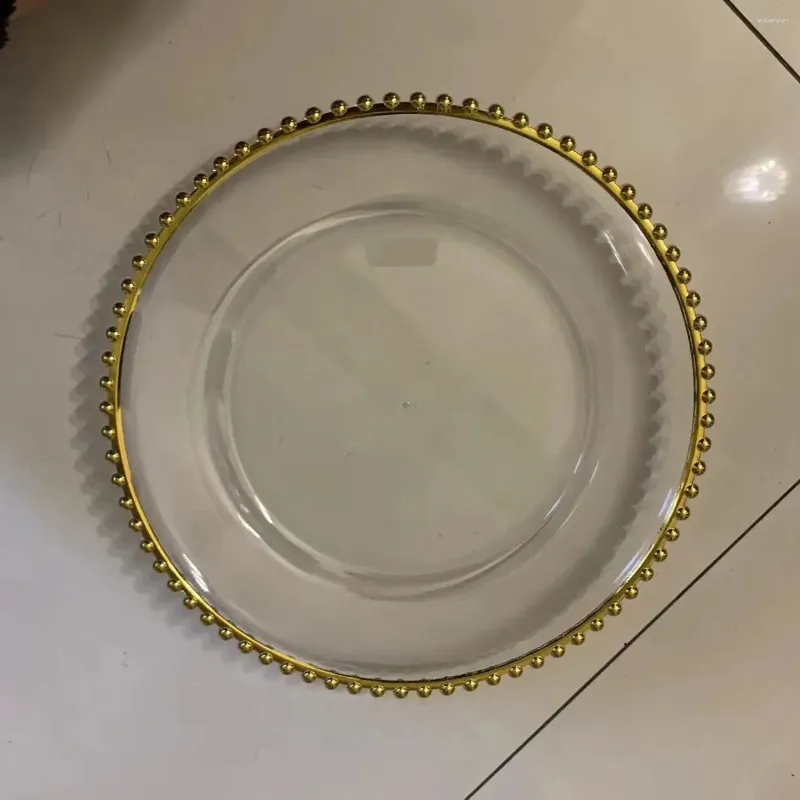 Bandejas de chá placas de carregador transparente com borda frisada plástico redondo placa de jantar acrílica decorativa 20 peças