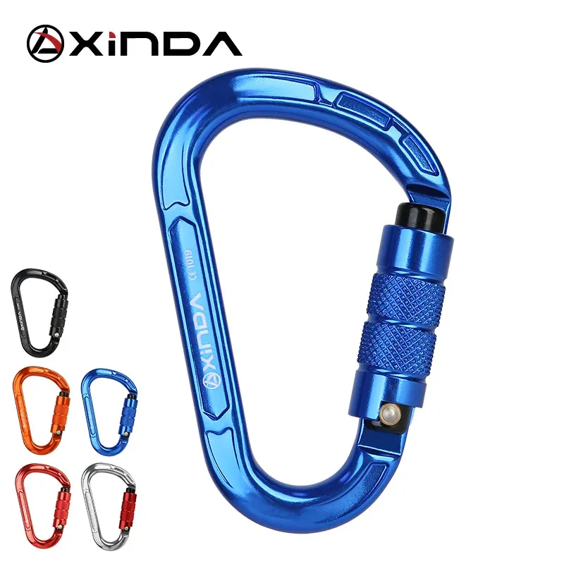 Acessórios xinda escalada mosquetão pearshape fivela 25kn segurança bloqueio automático portão de mola alumínio hcarabiner kits ao ar livre