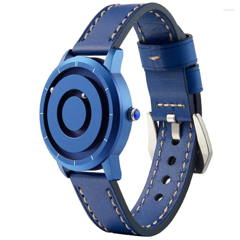 Armbanduhren EUTOUR Innovative Blaugold Magnetische Metall Multifunktionsuhr Herrenmode Sport Quarz Einfache Herrenuhren Reloj