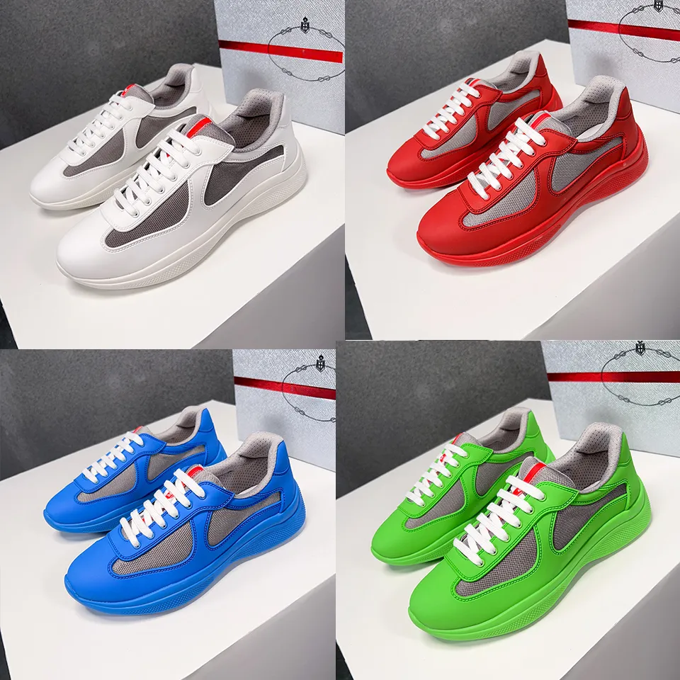 Americas Cup scarpe basse di lusso da uomo sneakers firmate scarpe da ginnastica da uomo bianco blu giallo rosso verde nero morbida gomma mesh frenulo sneaker scarpa da corsa all'aperto 38-47