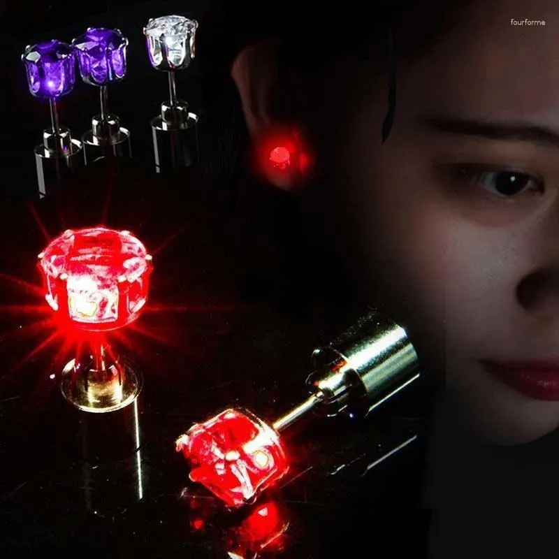 Studörhängen Stylish Light Up Led Bling Ear Korean från Flash Zircon Accessories for Party Women Christmas