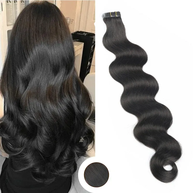 Наращивание волос Toysww Remy Body Wave Tape in Human Hair Extension Skin Weft 40 шт. Двухсторонняя клейкая лента для наращивания волос