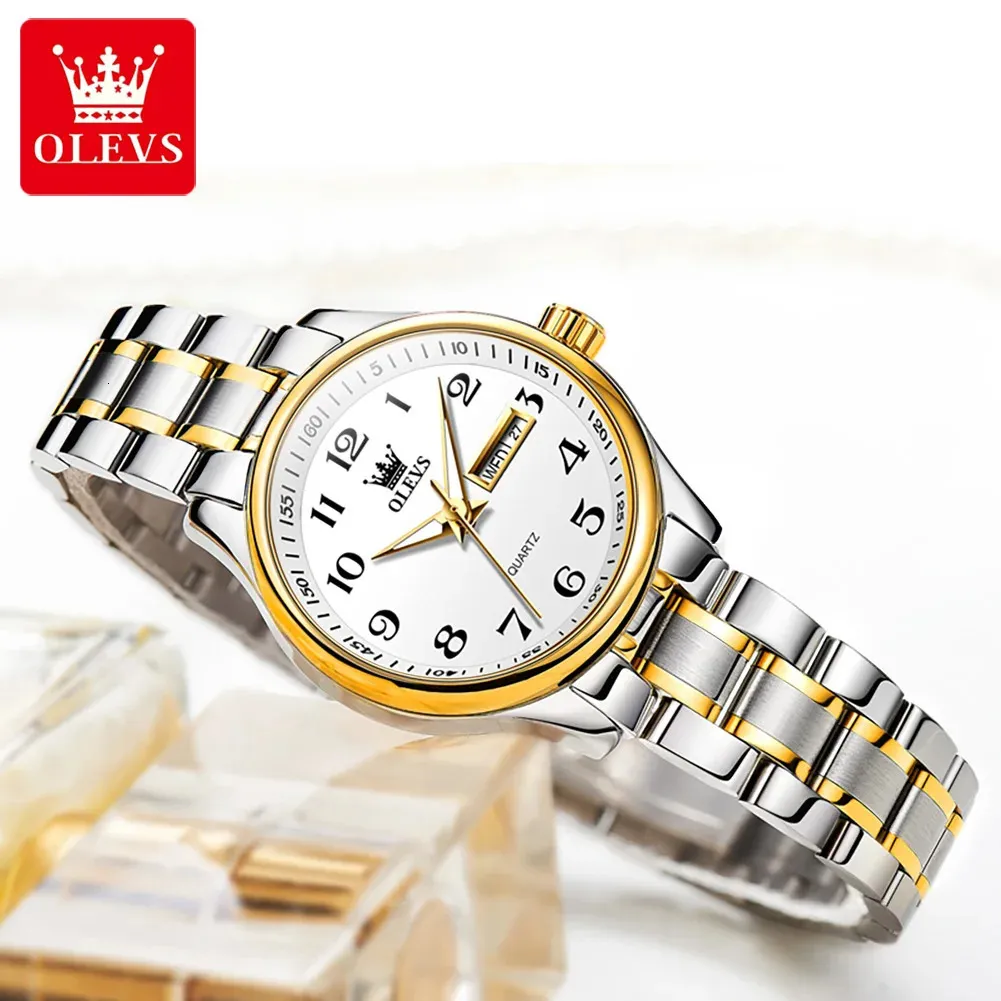OLEVS 5567 montre-bracelet femme montres de luxe originales pour dames étanche en acier inoxydable Quartz femme montre-bracelet or t 240315