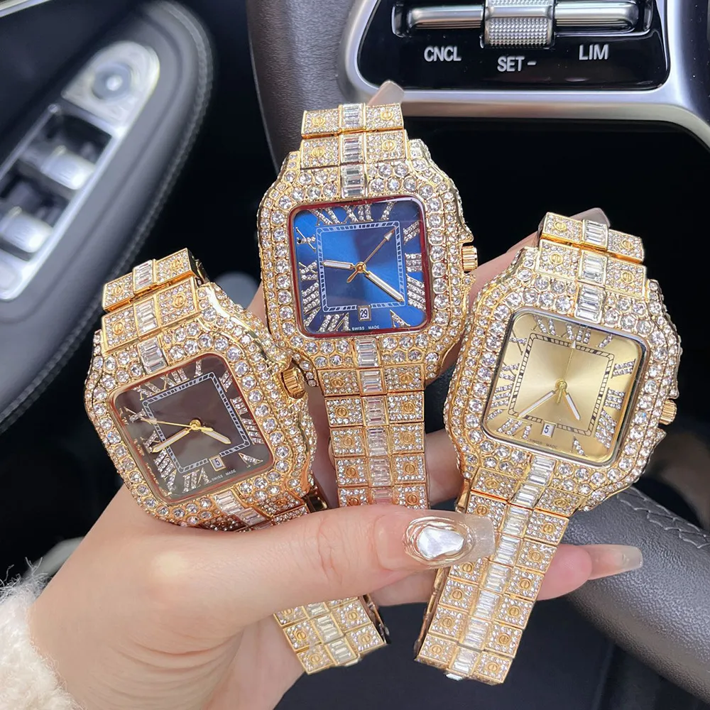 Santo Galbee Moisanite Watch Montre Luxe Femmes originales Mentes Luxury Watch Iced Out Designer Watches Diamond Couple de haute qualité Watchs Dhgate New