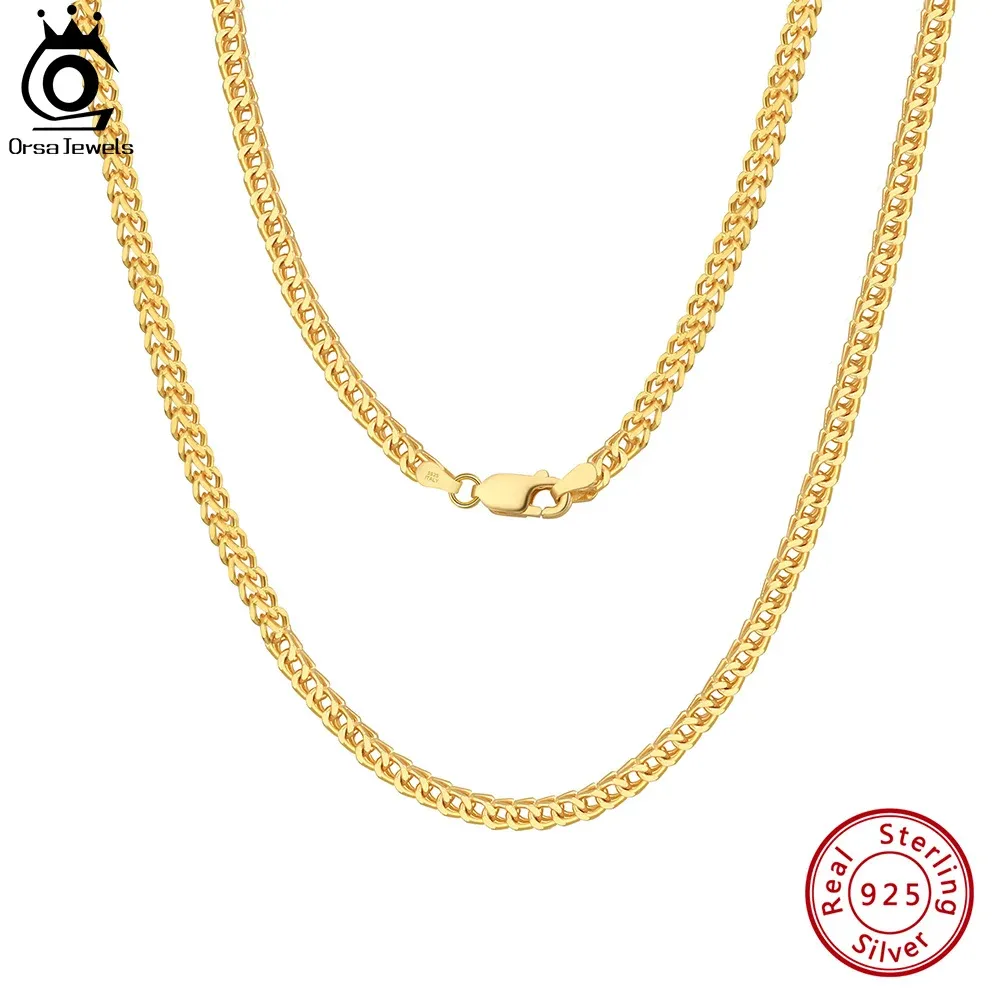 Colliers ORSA bijoux italien véritable 925 en argent Sterling 2.5mm chaîne à maillons gourmette pour hommes femmes à la mode Original collier bijoux NMN08