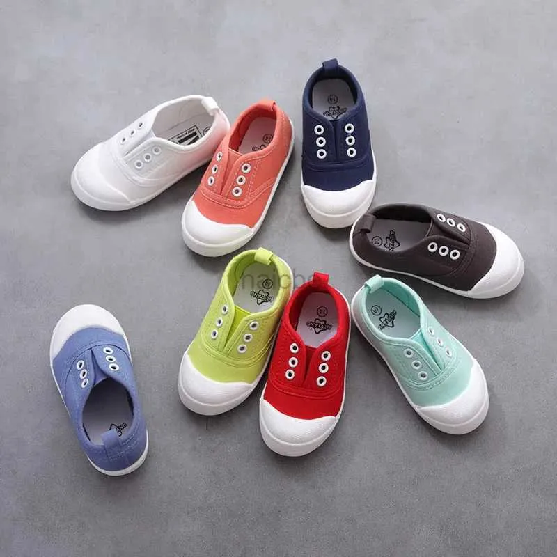 Sneakers 2022 Spring and Autumn Childrens Shoes Boys and Girls Candy Colors Childrens Casual Canvas Sports Shoes Soft Unisex Fashion School Sports Shoes 240322