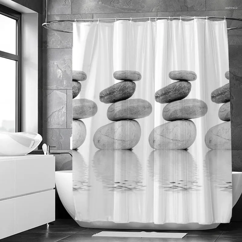 Douchegordijnen Pebble Print Polyester stof Gordijn Waterdichte badkamer met haken Home Decor Bath Bathtub scherm