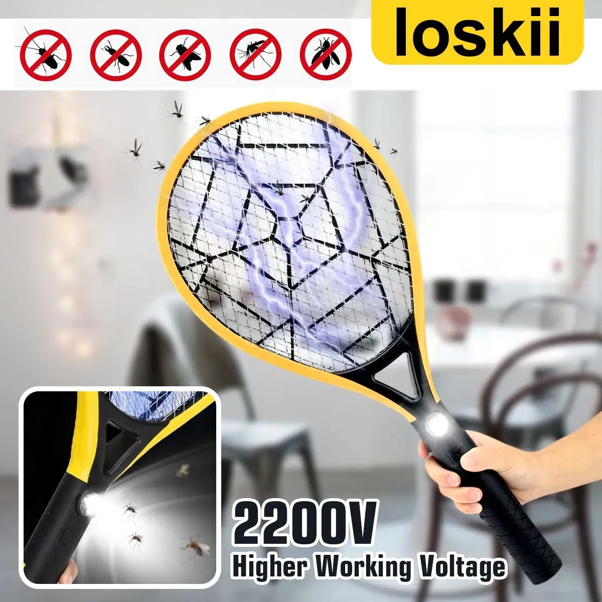 Zappers Electric Mosquito SWATTER RACKET KILLER FLEY Owad Zapper Nietoperz ręka