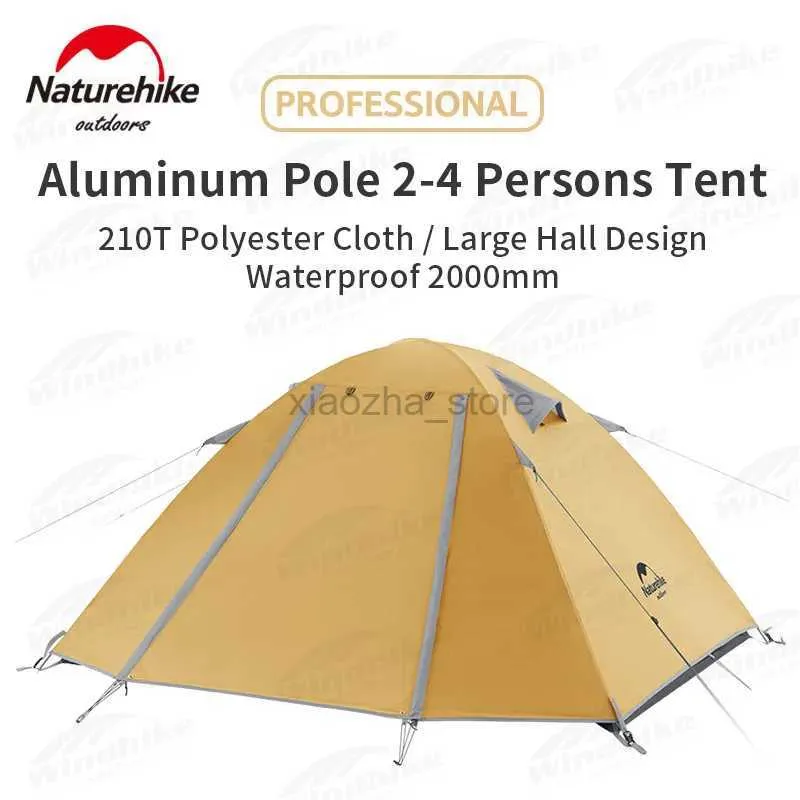 Tents and Shelters Naturehike 2023 NEW outdoor 2-4 Person Camping Tent Ultralight 2.1kg Portable Hiking Travel family tent Waterproof P2000 UPF50+ 240322
