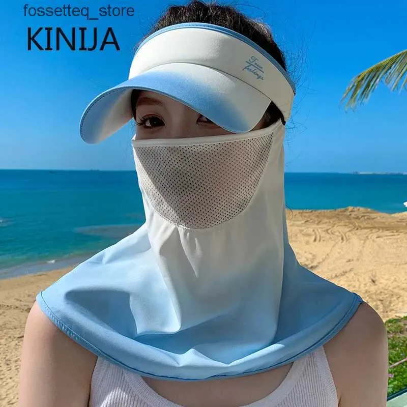 Moda Máscaras Faciais Pescoço Gaiter Top Vazio Beisebol C com Máscara Rosto Verão Malha Respirável Proteção Solar Viseira Anti UV C Esporte Ao Ar Livre Tênis Golfe Chapéu de Sol L240322