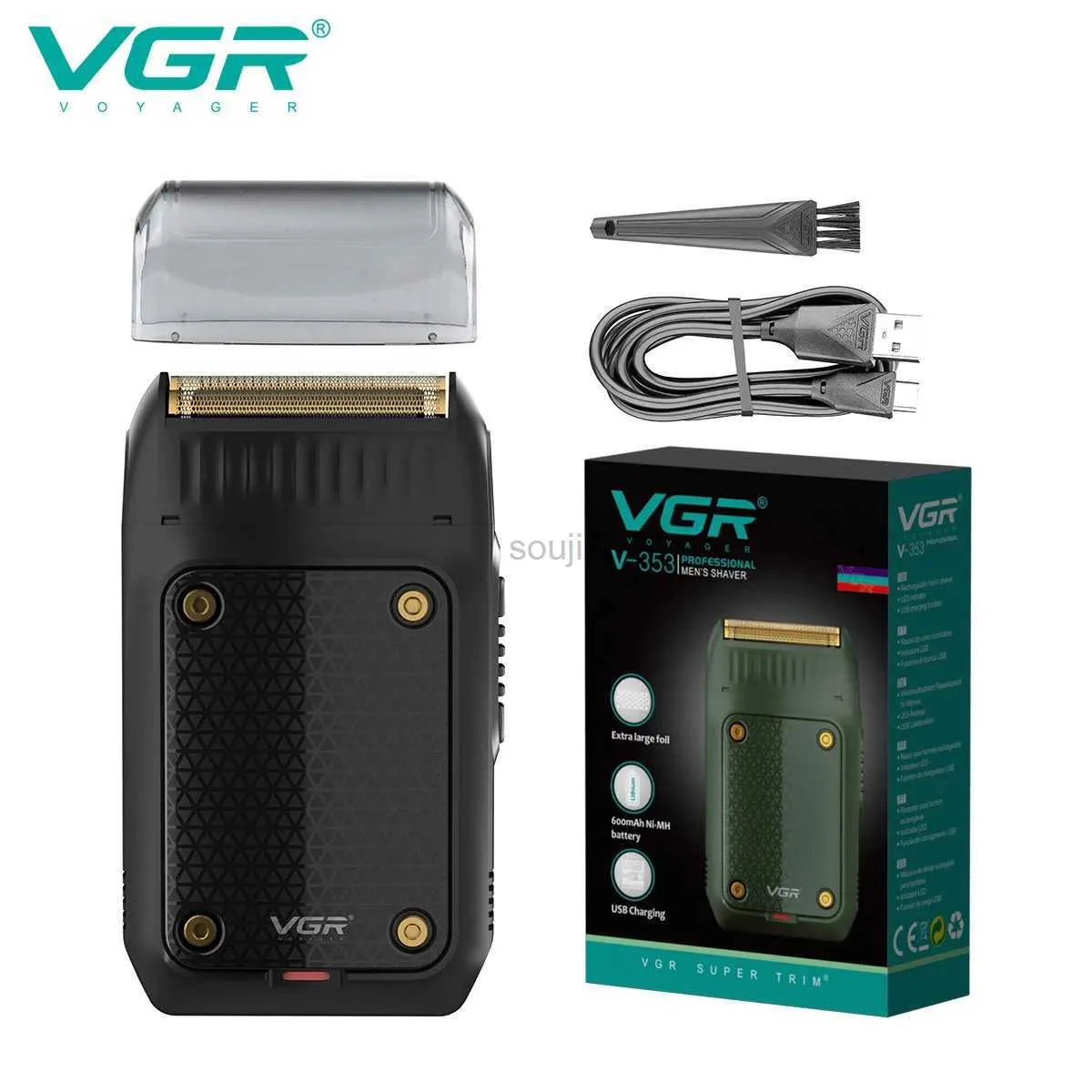 Rasoirs électriques VGR rasoir électrique rasoir professionnel tondeuse rechargeable rasoir portable tondeuse à barbe mini hommes rasoir V-353 240322