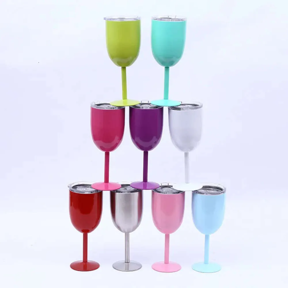 Walls 10 Colors Double Goblet 304 Stainless Steel Wine Glass With Lids Insulation Bottle Mug Creative Gift Free Shipping