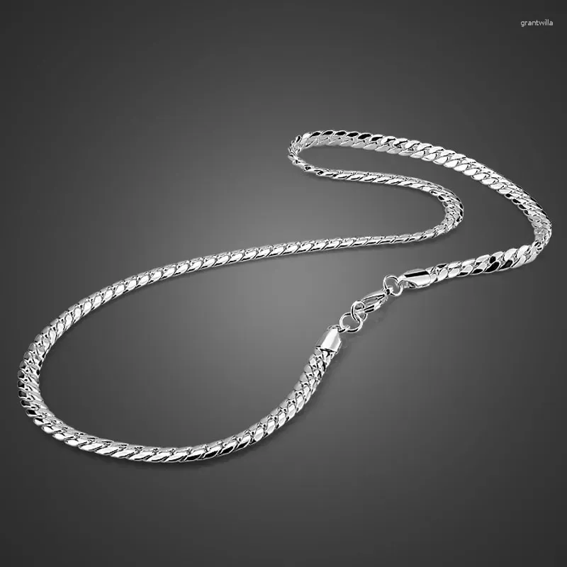 Chains Fashion Men's Short Solid 925 Sterling Silver Necklace Cuban Chain Pendant 6mm 20 Inch Wholesale