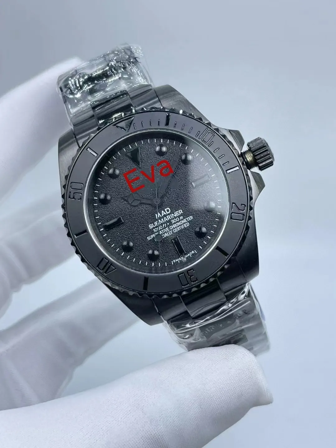 Relógio masculino 904L 40mm movimento mecânico automático personalizado caixa preta fosca clássico