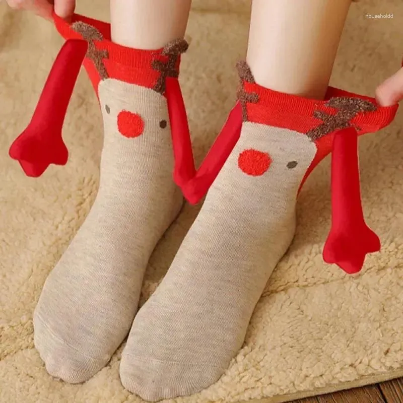 Women Socks Gifts Tree Funny Cartoon Celebrity Christmas 2024 Scoks Claus Cute Hand In Xmas Magnetic Couple Santa