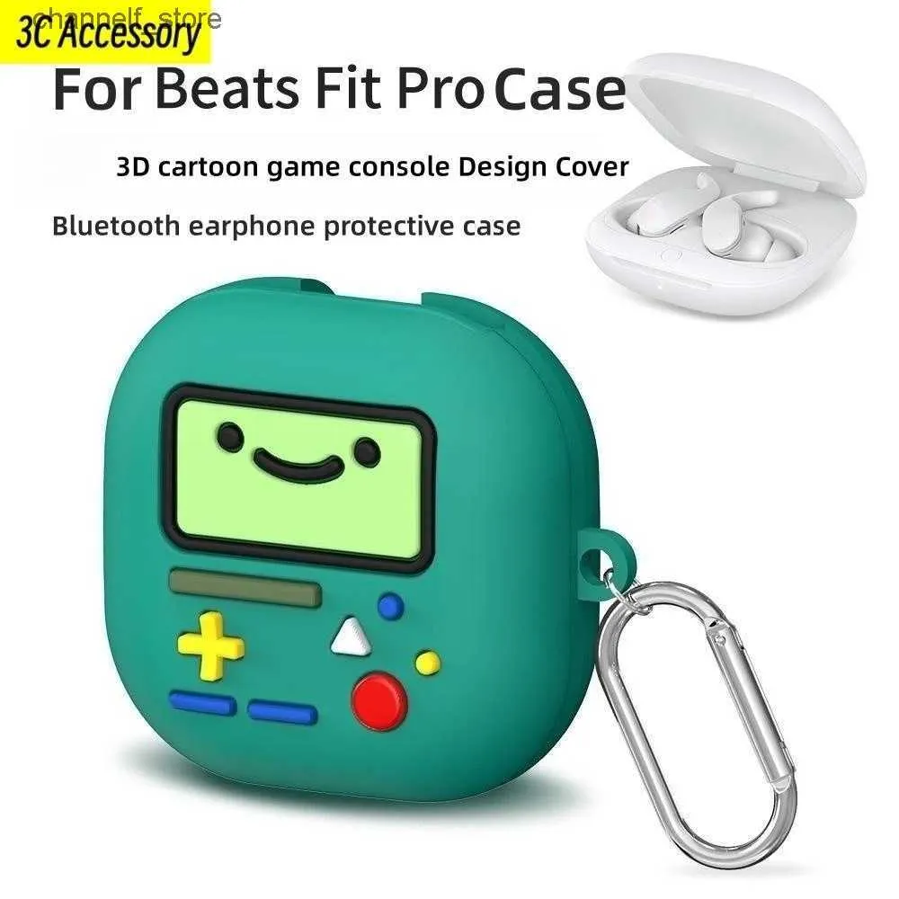 Earphone Accessories Case For Beats Fit Pro Cover Bluetooth earphone silicone protective case cartoon green game console Case For Beats Fit Pro CoverY240322