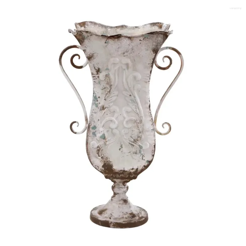 Vases 21 "Vase en métal beige en détresse décoration de la maison fleur