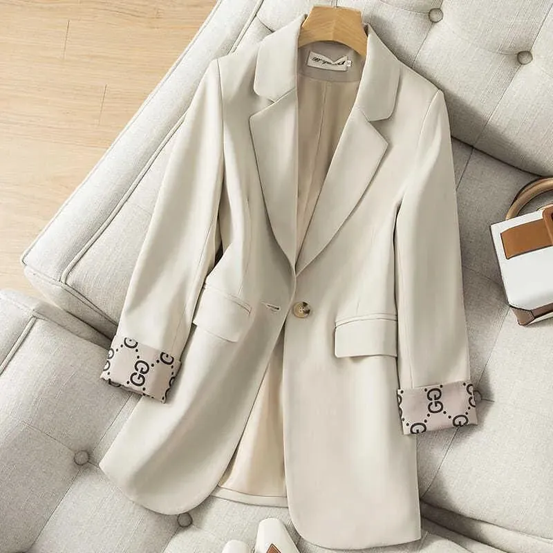 Kadın Takımları Blazers Takım Kadın Moda Uzun Kollu İş Ofisi Sıradan Paltolar İş Banliyö Meslek Gevşek Gündelik Takım Kıyafet Ceket
