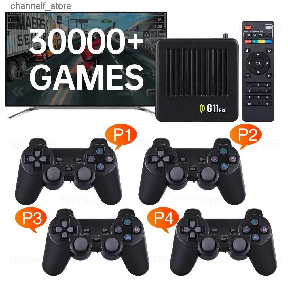 Game Controllers Joysticks G11 Pro Game Box Dual System Video Game Console 128G Byggt i 40000+ retro -spel 2.4G Wireless GamePad 4K HD Game Stick TV Boxy240322