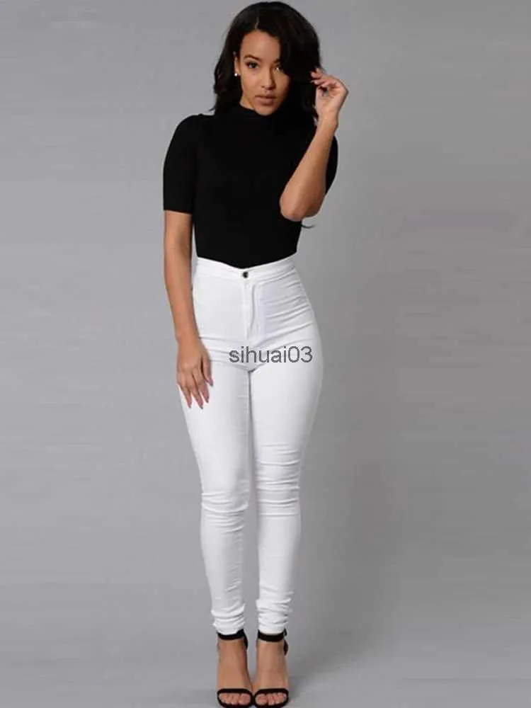 Damenjeans Hirigin Damen enge Hose einfarbig hoch tailliertes elastisches Kleid ultradünne BleistifthoseL2403