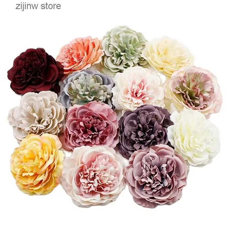 Faux Floral Greenery 3PCs Peony Artificial Flowers 8cm Large Fake Flowers Head For Wedding Home Decoration Real Touch DIY Garland Wreath Accessories Y240322