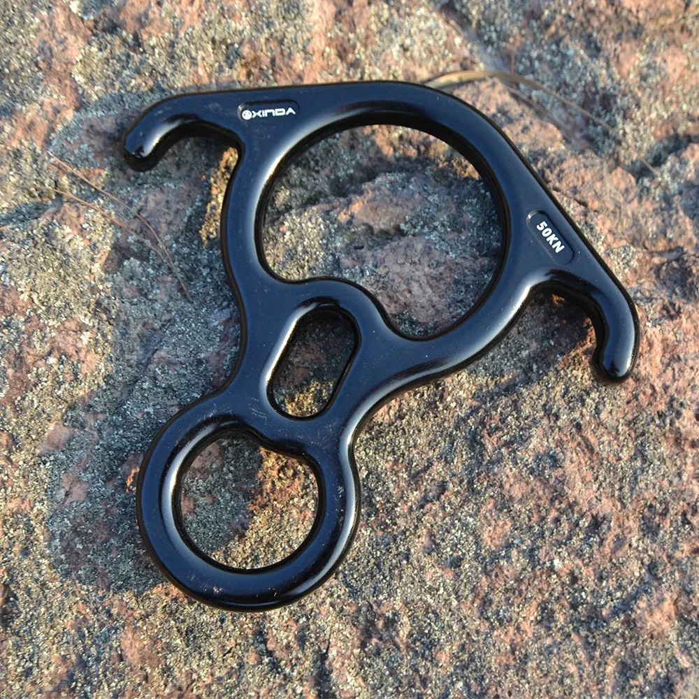 Tillbehör tungt 50kn Figur 8 Ringrep Descender Rock Climbing Rescue Rappelling Equipment Black