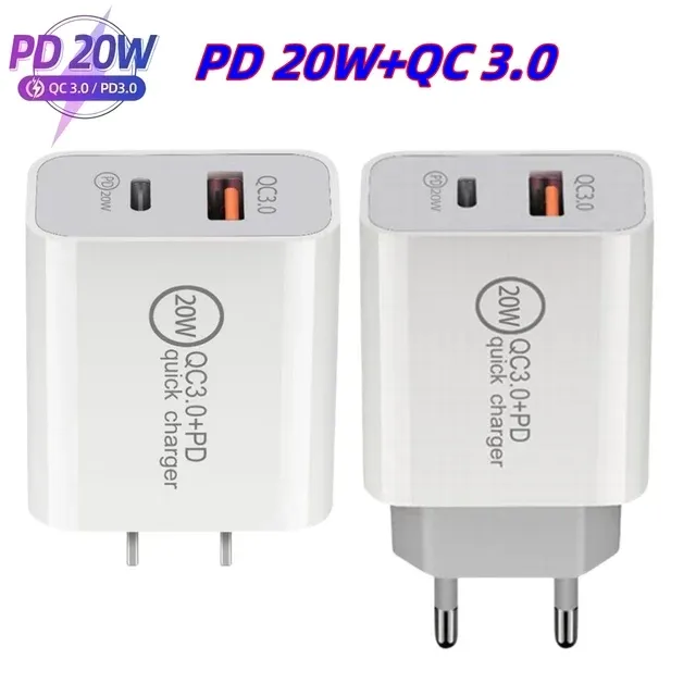 20 W USB C PD Szybka ładowarka QC3.0 Szybkie ładowanie dla mobilnych Xiaomi Samsung Mobile ładowarki USB Adapter UE UE Plug z pudełkiem detalicznym