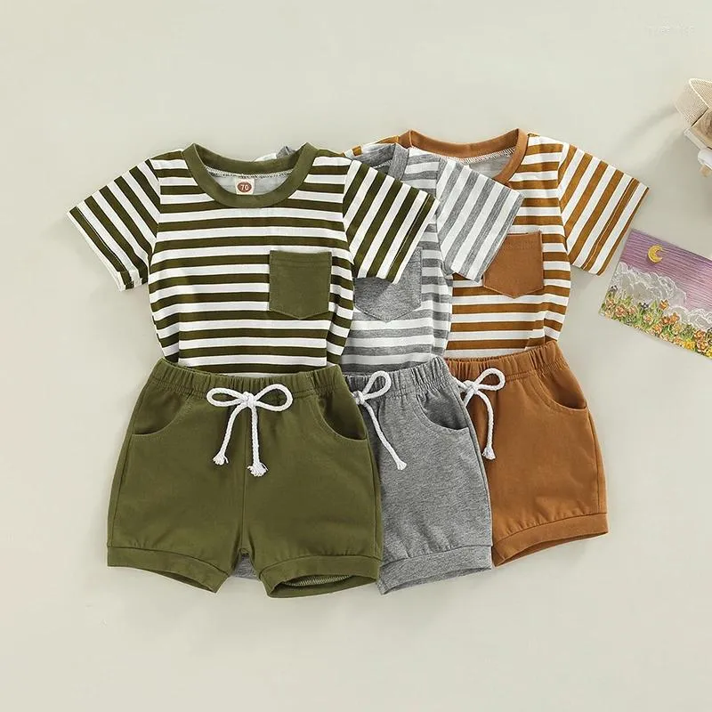 Ensembles de vêtements Vêtements pour bébés en bas âge Garçons Ensemble court T-shirt à manches courtes avec short à taille élastique Tenue d'été pour enfants