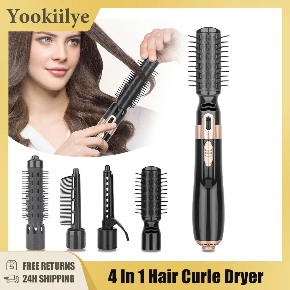 Bürsten 4 in 1 Haar Curle Trockner Glätteisen Kamm Elektrische Rotierende Curling Pinsel Styler Fön Haar Styling Werkzeug Barber Salon hause