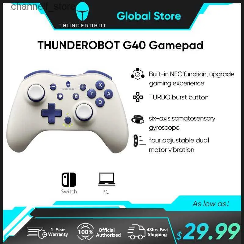 Kontrolery gier joysticks Thunderobot G40 Professional Gamepad Buletooth przewodowe wibracje z podwójnym trybem joystick Controlle wbudowany NFC dla Windows Switch PCY240322