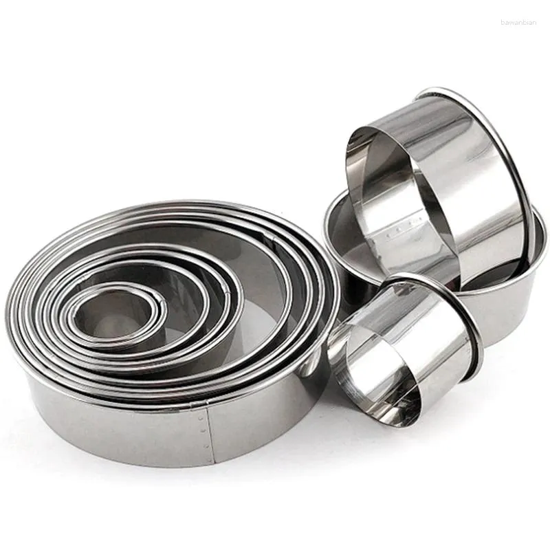 Baking Moulds 12PCS Stainless Steel Round Cake Mold Mousse Ring Pizza Cooking Cookie Cutter DIY Tools