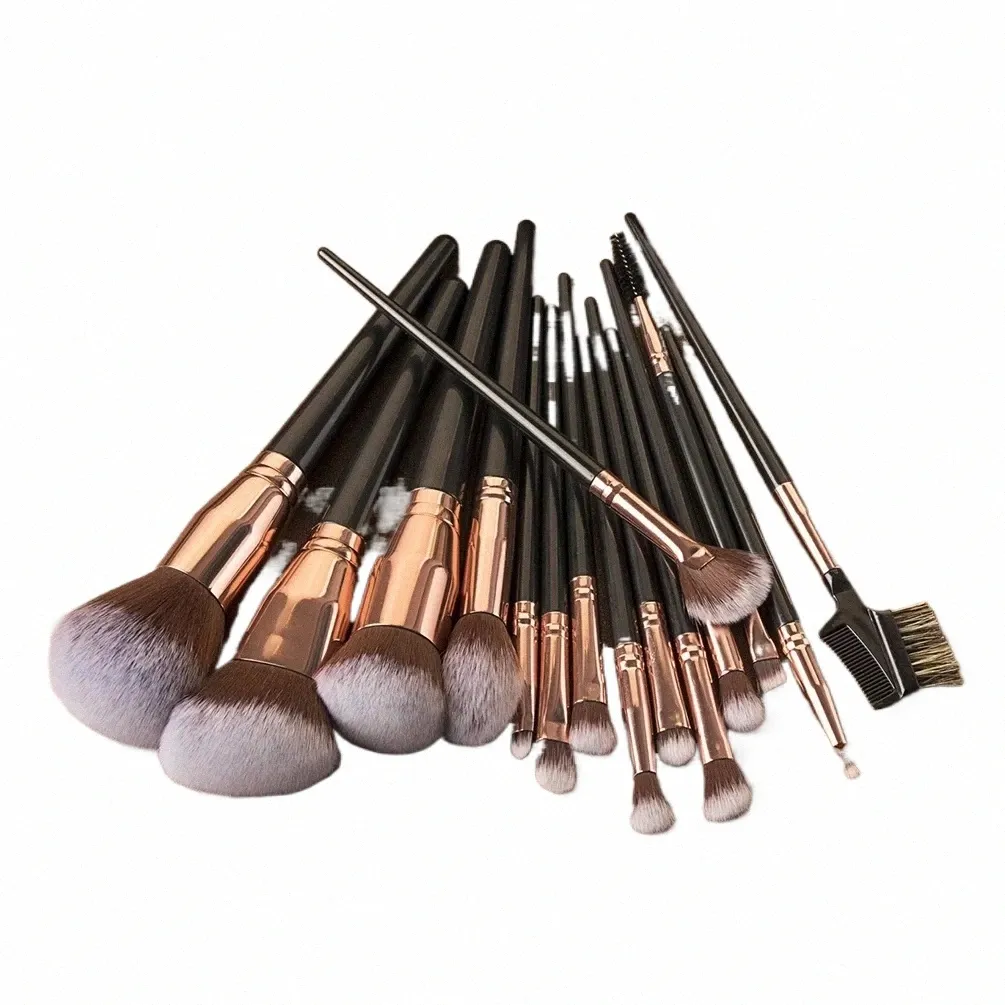 Privatetikett 15st Makeup Brushes Set Custom Bulk Soft Brushes-Black Gold Strg Powder GRAS Power Beauty Make Up Tools 96U1#