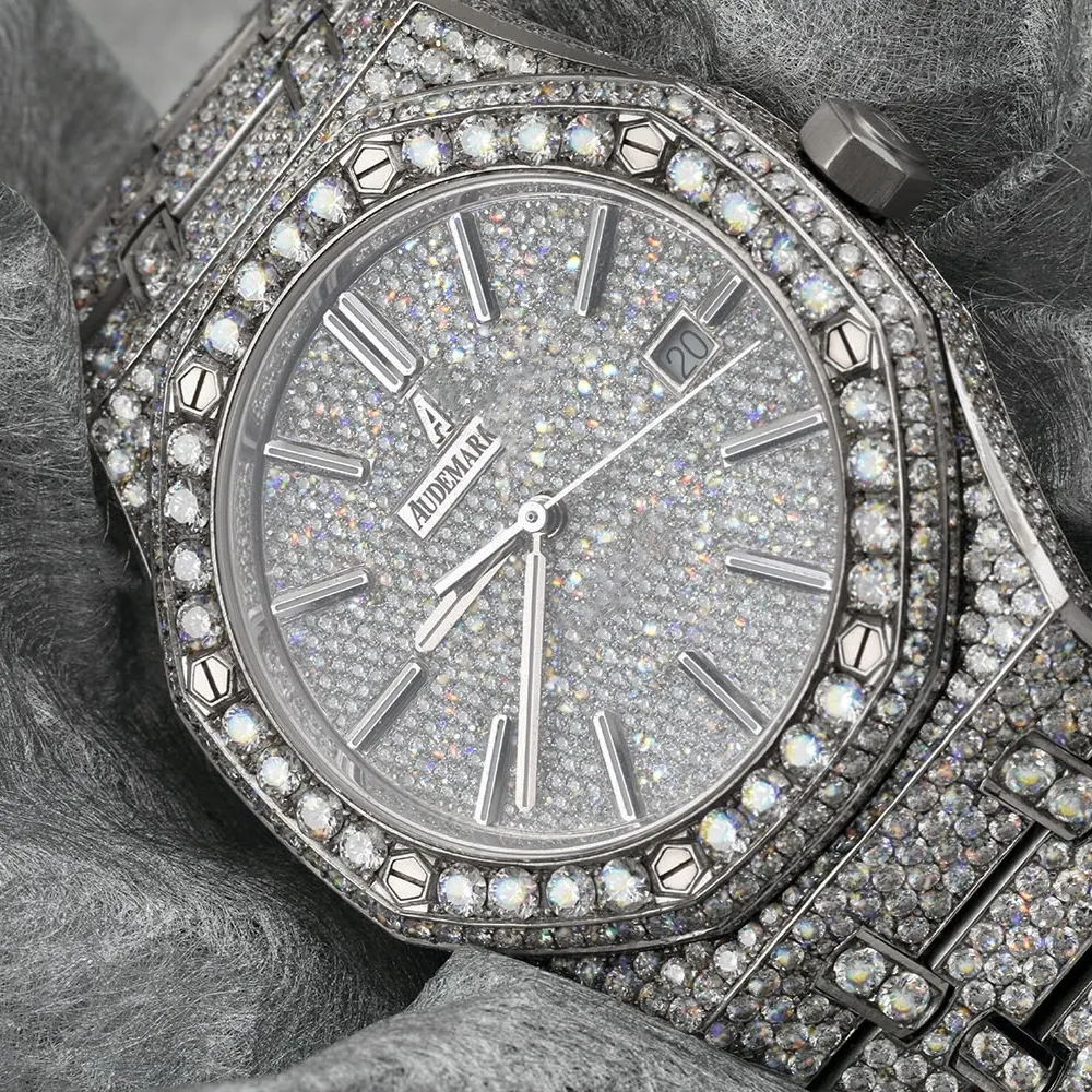 Vvs moissanite męs zegarek Montre Luxe oryginalny gołąb audemar w pełni mrożony zegarek chronograf designer zegarki wysokiej jakości luksusowe diamentowe zegarek dhgate nowy