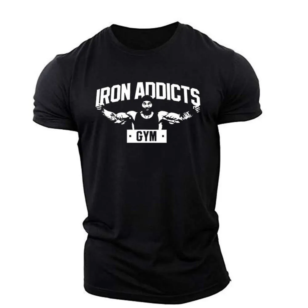 Мужская эластичная футболка с короткими буквами для спорта и отдыха для фитнеса