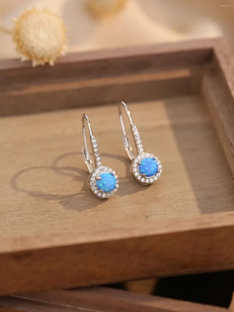 Boucles d'oreilles rétro européennes et américaines, bleu, de bon augure, petit haut de gamme, Simple, exquis, élégant, à la mode