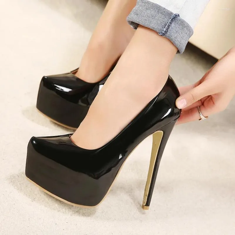 Dress Shoes Big Size 35-44 Brand Women Super High Heels 15cm Platform Pumps Wedding Party Lady Patent Leather Sexy MC-42