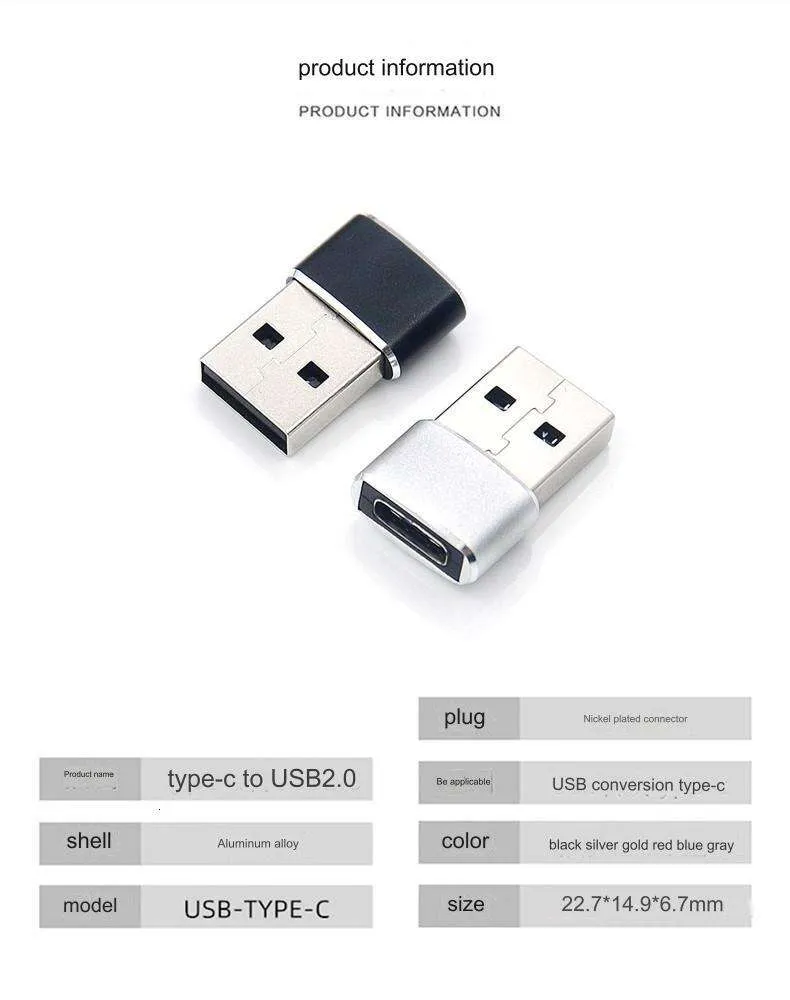 OTG Typec to USB 2.0 Mobile Phone Charger Mouse Key Disk Adapter Type-c TPC