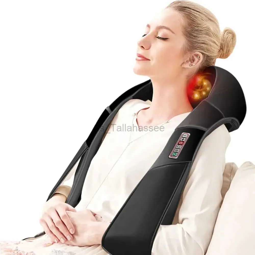 Massageador de pescoço elétrico, massageador de ombro para shiatsu, costas, pescoço, corpo, infravermelho, amassar, carro, casa, massagem 240322