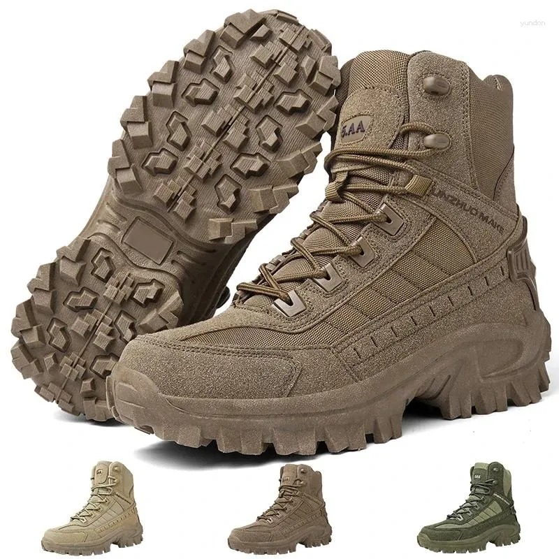 Обувь для фитнеса 2024, модные мужские военные тактические ботинки, армейские мужские ботинки с боковой молнией, уличные противоскользящие мужские безопасные ботинки