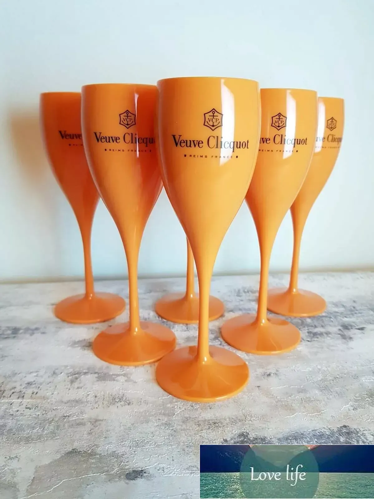 エレガントな6パックVeuve Clicquotアクリルシャンパンフルート エレガントな6パックVeuve Clicquotアクリルシャンパンフルート