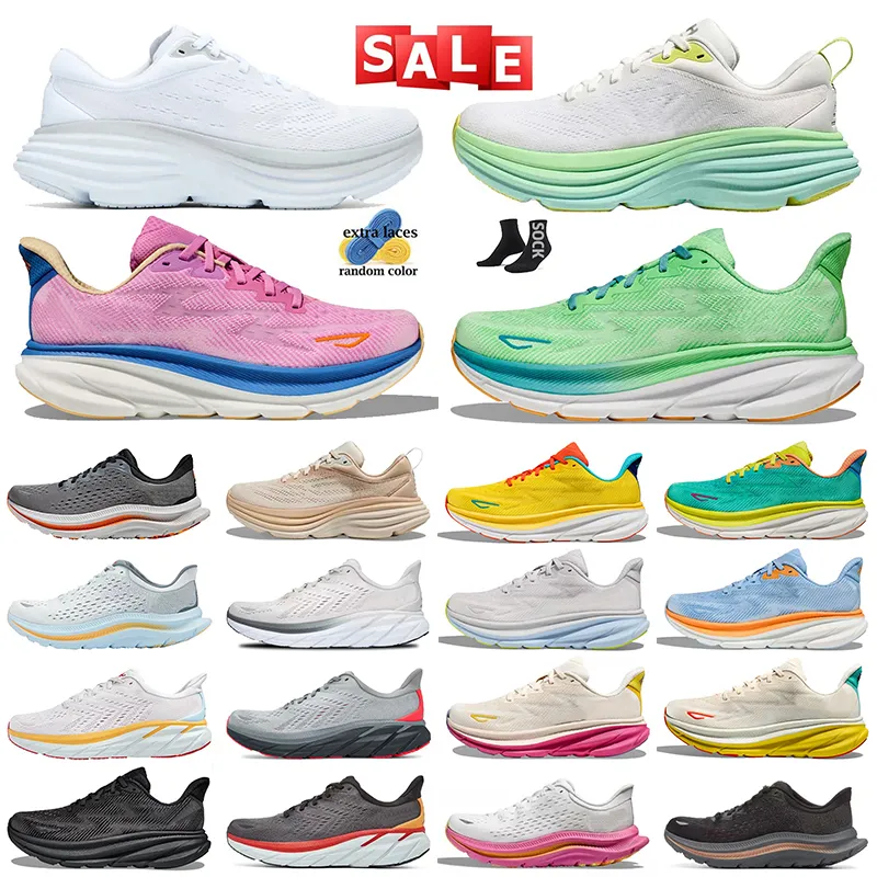 Hot Nieuwe Clifton 9 Bondi 8 Heren Dames Sport Loopschoenen Free People Eggnog Triple Zwart Wit Ijsblauw Cyclamen Zoet Lila Designer Jogging Trainers Sneakers