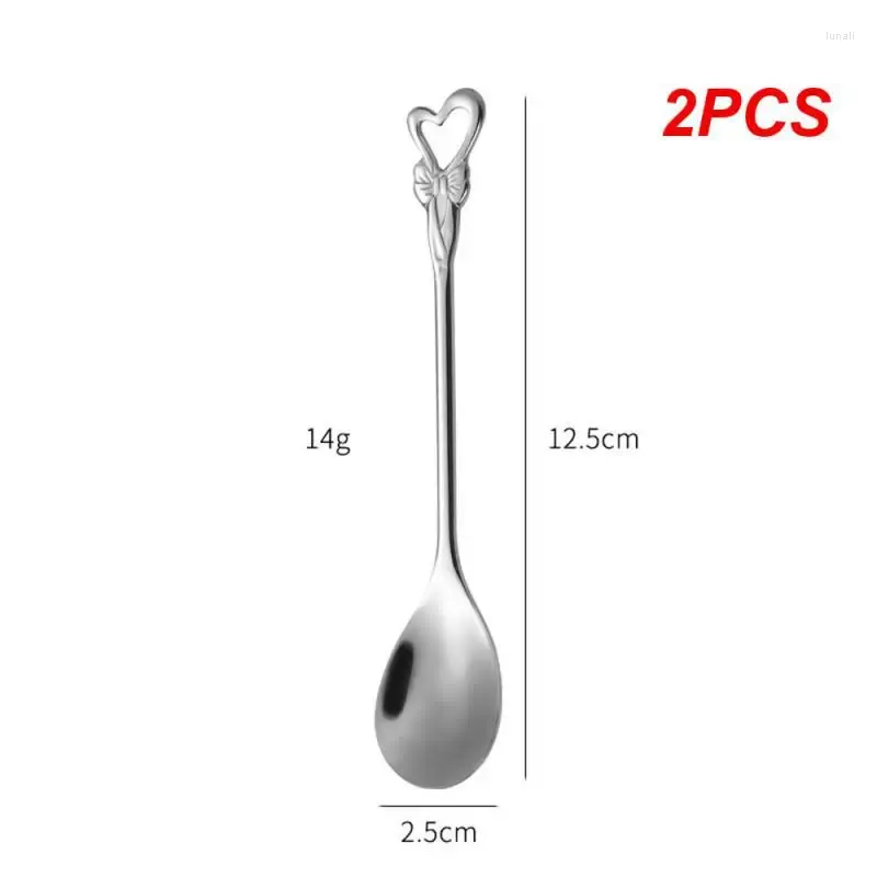 Coffee Scoops 2PCS Stainless Steel Spoon Bird's Nest Honey Stirring Rose Heart Gold Shaped Kitchen Tableware