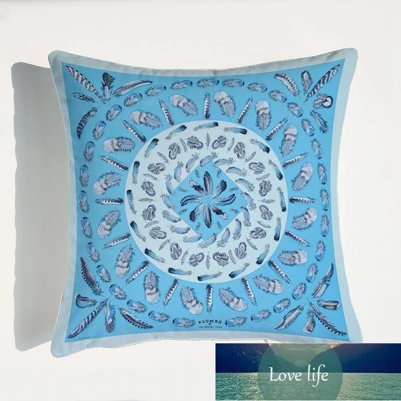 Stile europeo moda lusso velluto serie azzurro stampa duplex cuscino cuscino cuscino per schienale divano modello decorazione della stanza cuscini di supporto lombare