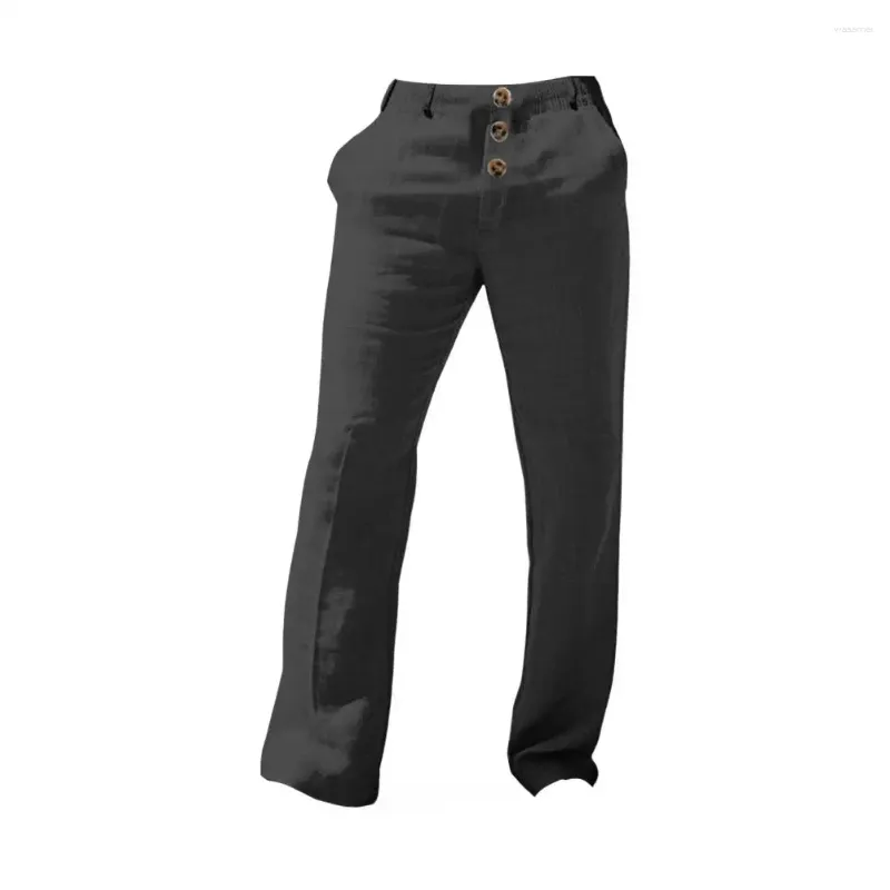 Calças masculinas de cor sólida calças casuais confortáveis com bolsos reforçados para costuras de bolso de viagem de trabalho