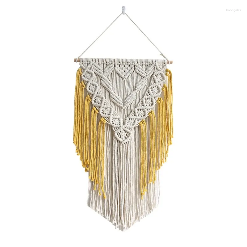 Tapestries 1 PCS Hanging Storage Tassel Tapestry For Book Potted Plants Shelf Living Room Wall