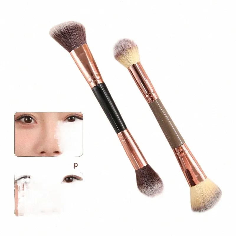 1 Pc Double Extrémité Ctour Brosse Sculpting Brosse Poudre Blush Brosse Pinceaux De Maquillage Outils Cosmétiques Visage G9rq #